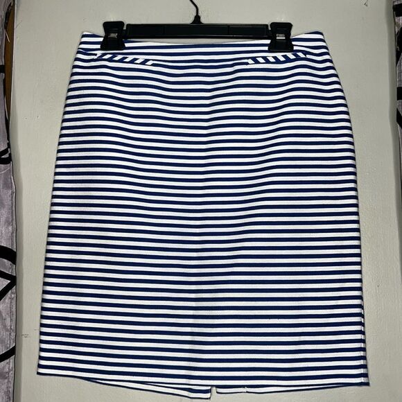 Halogen blue and white striped skirt, size 8 - Picture 1 of 6